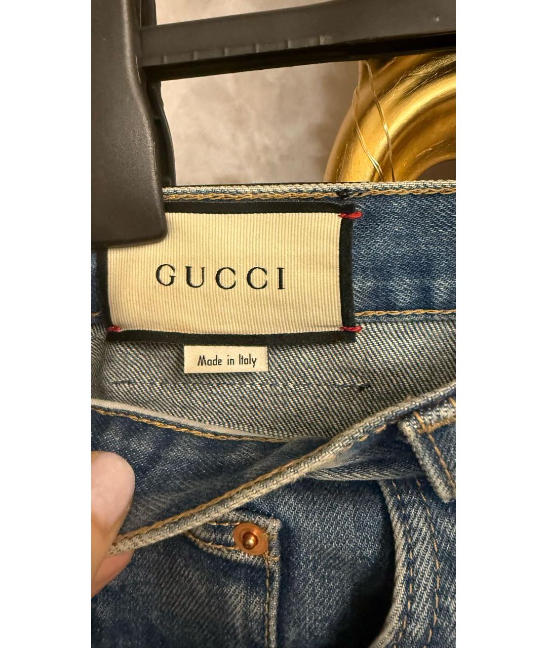 GUCCI Синие хлопковые прямые джинсы, фото 3