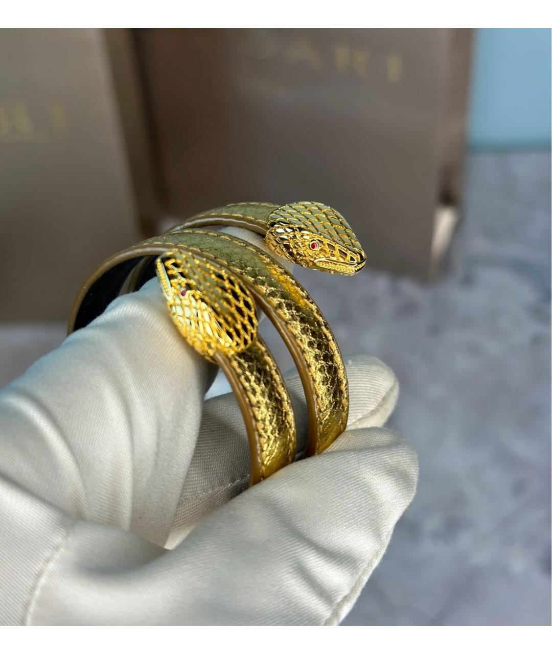 BVLGARI Золотой кожаный браслет, фото 2