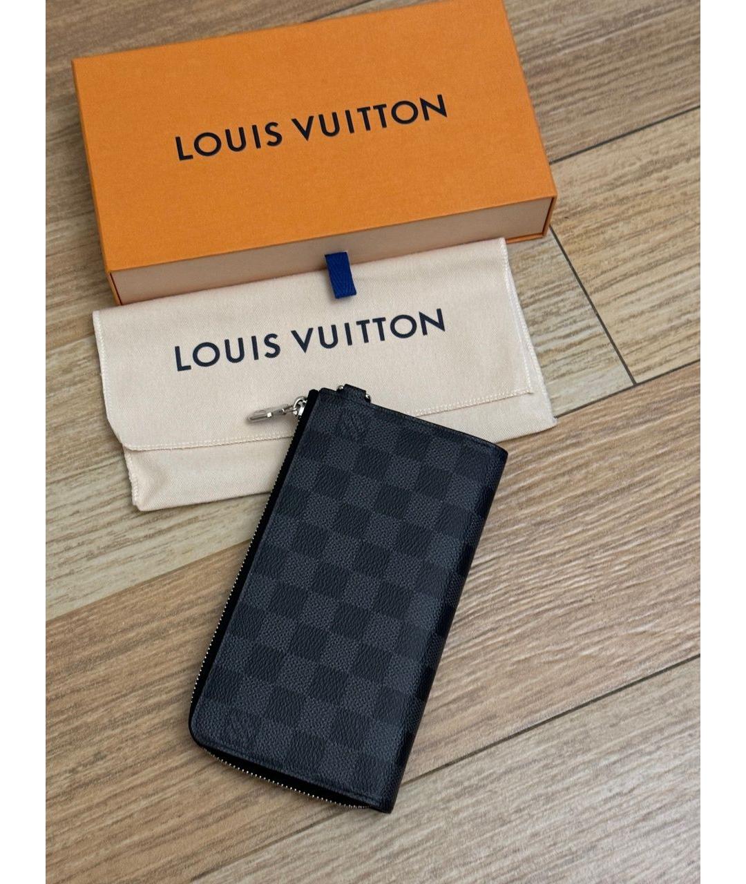 LOUIS VUITTON Серый кожаный кошелек, фото 2