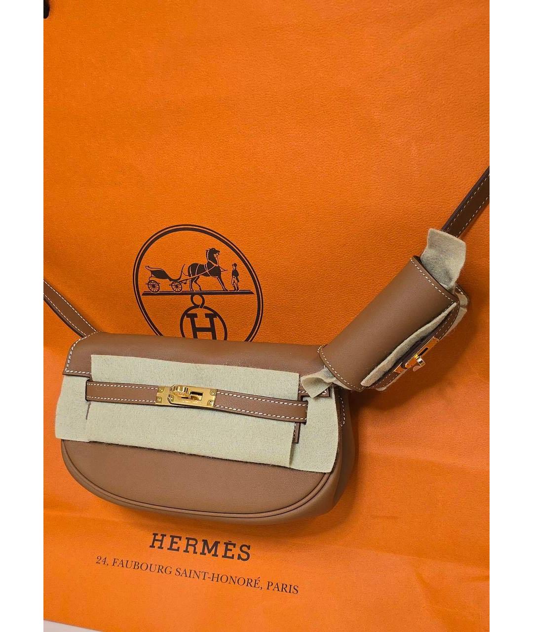 HERMES Коричневая кожаная сумка через плечо, фото 3