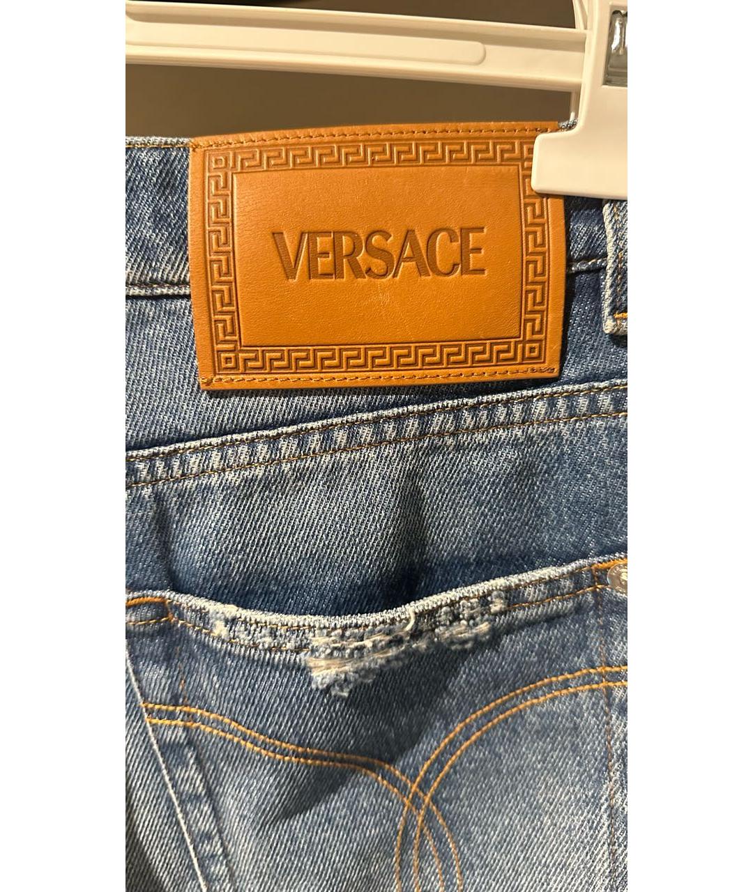 VERSACE Голубые хлопковые джинсы скинни, фото 4