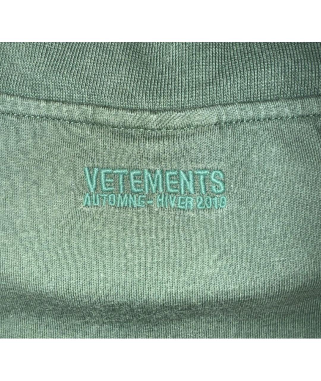 VETEMENTS Зеленая хлопковая футболка, фото 3