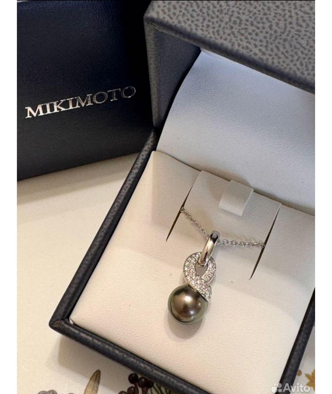 Mikimoto Антрацитовая подвеска из белого золота, фото 2