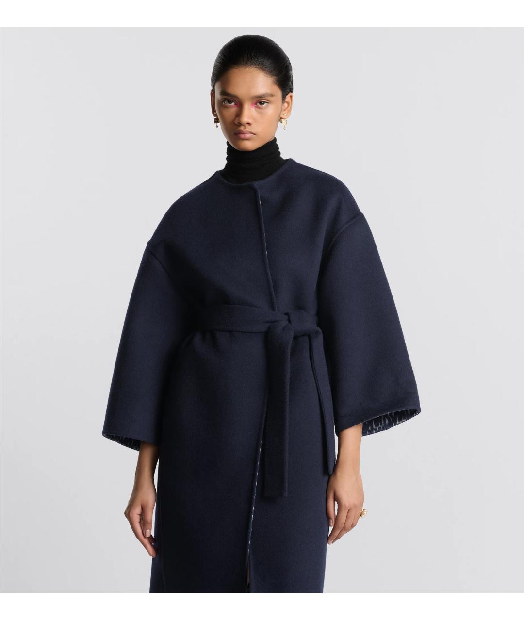 CHRISTIAN DIOR Темно-синее шерстяное пальто, фото 3
