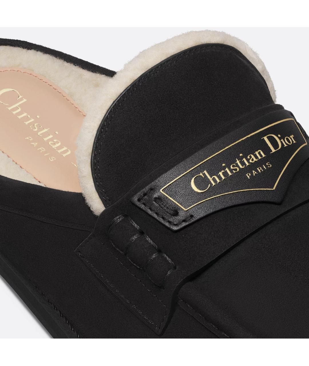 CHRISTIAN DIOR Черные кожаные мюли, фото 4