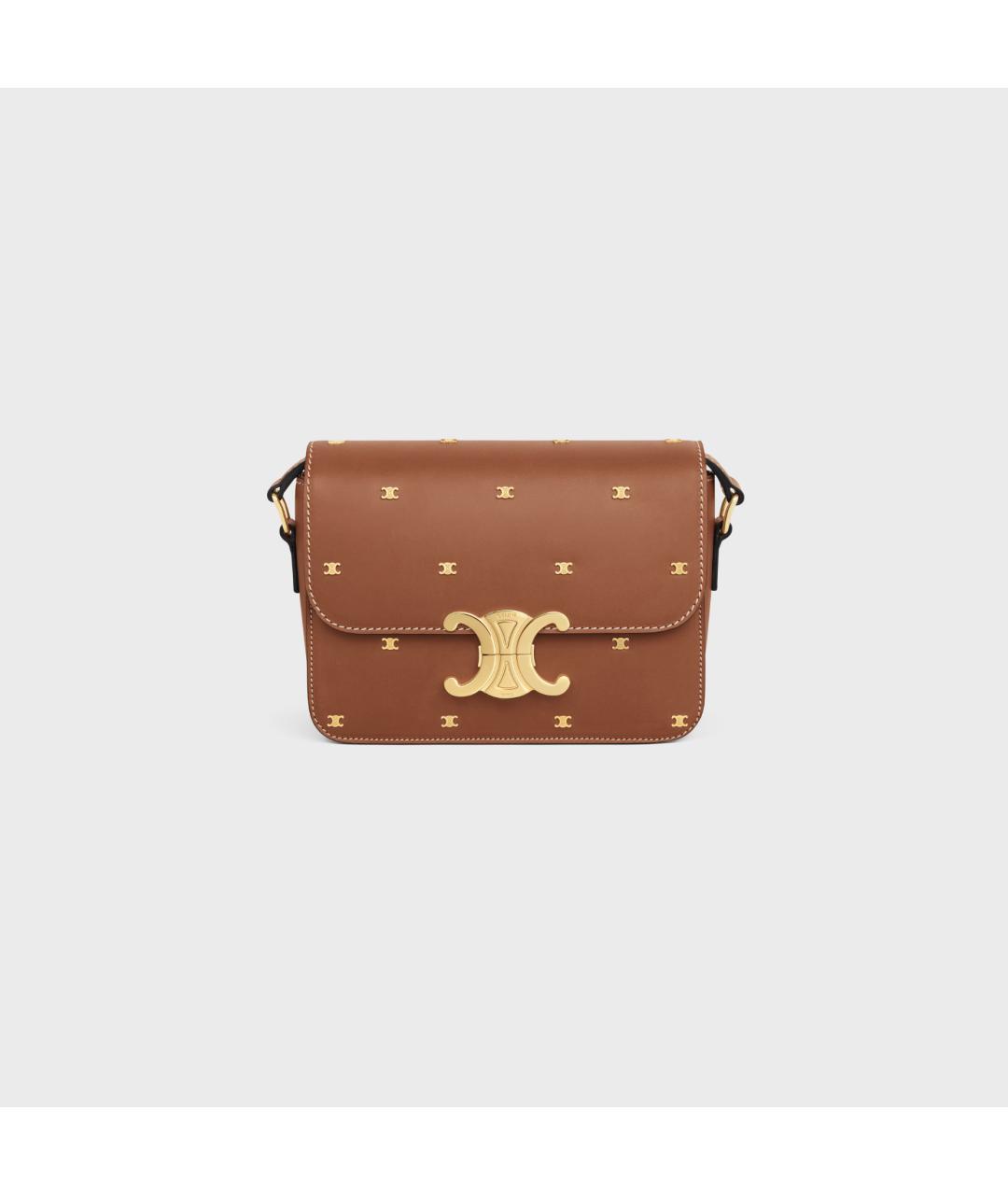 CELINE Коричневая кожаная сумка через плечо, фото 5