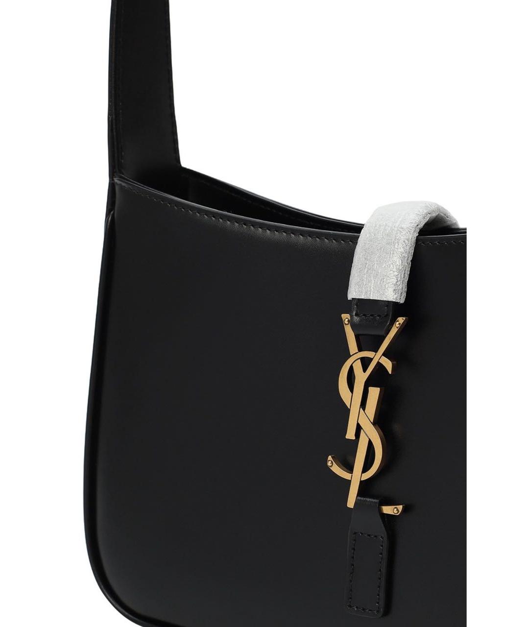 SAINT LAURENT Черная кожаная сумка с короткими ручками, фото 4
