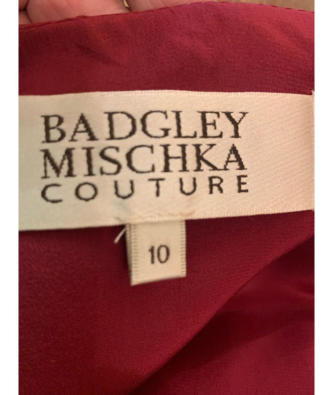 BADGLEY MISCHKA Бордовое шелковое коктейльное платье, фото 3