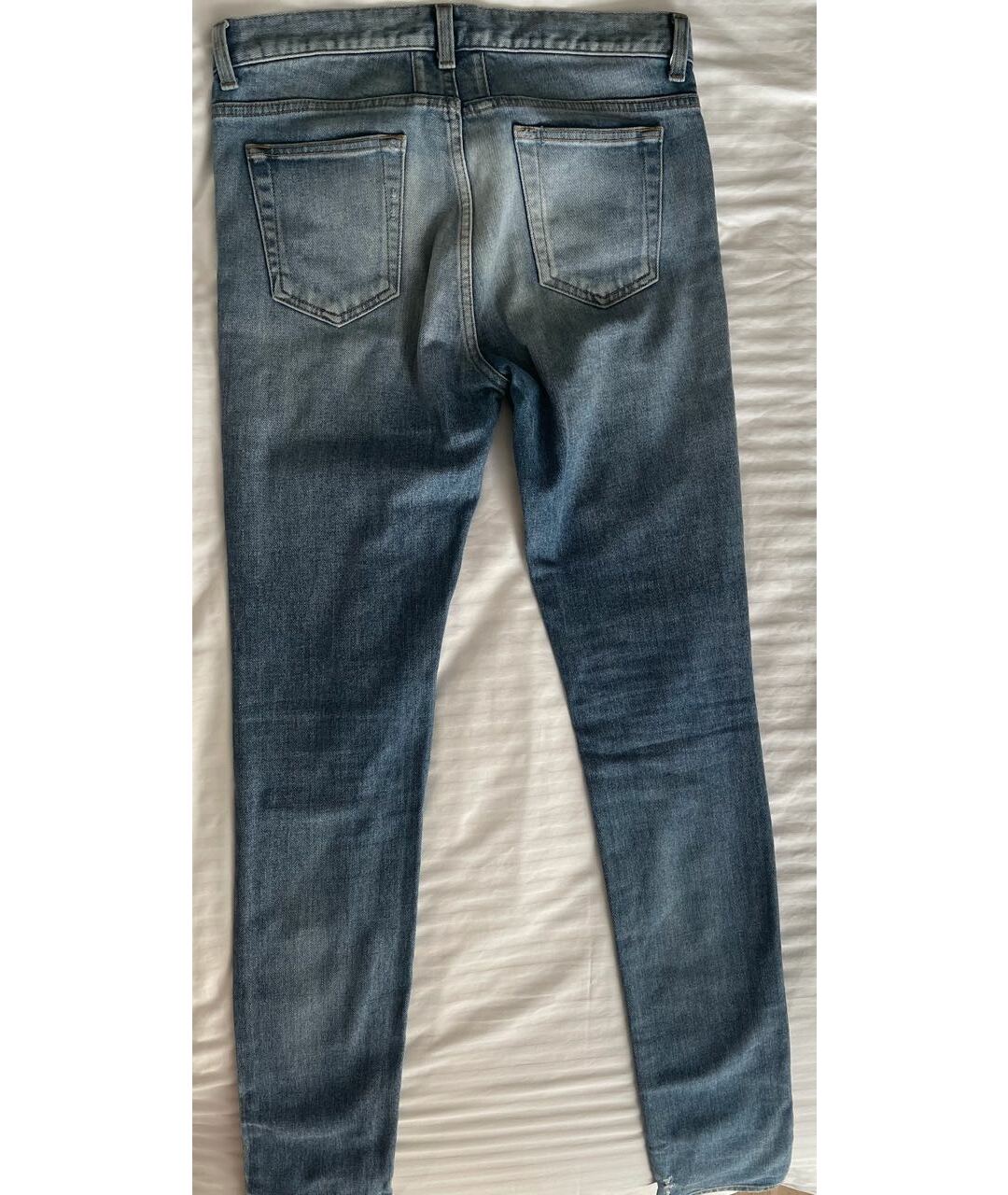 SAINT LAURENT Голубые хлопко-эластановые джинсы слим, фото 2
