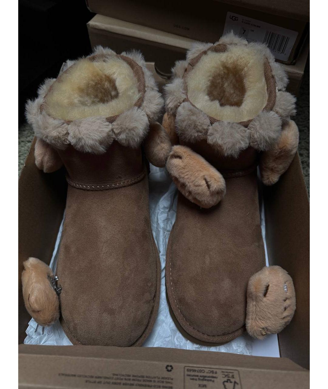 UGG AUSTRALIA Бежевые бархатные ботинки, фото 2