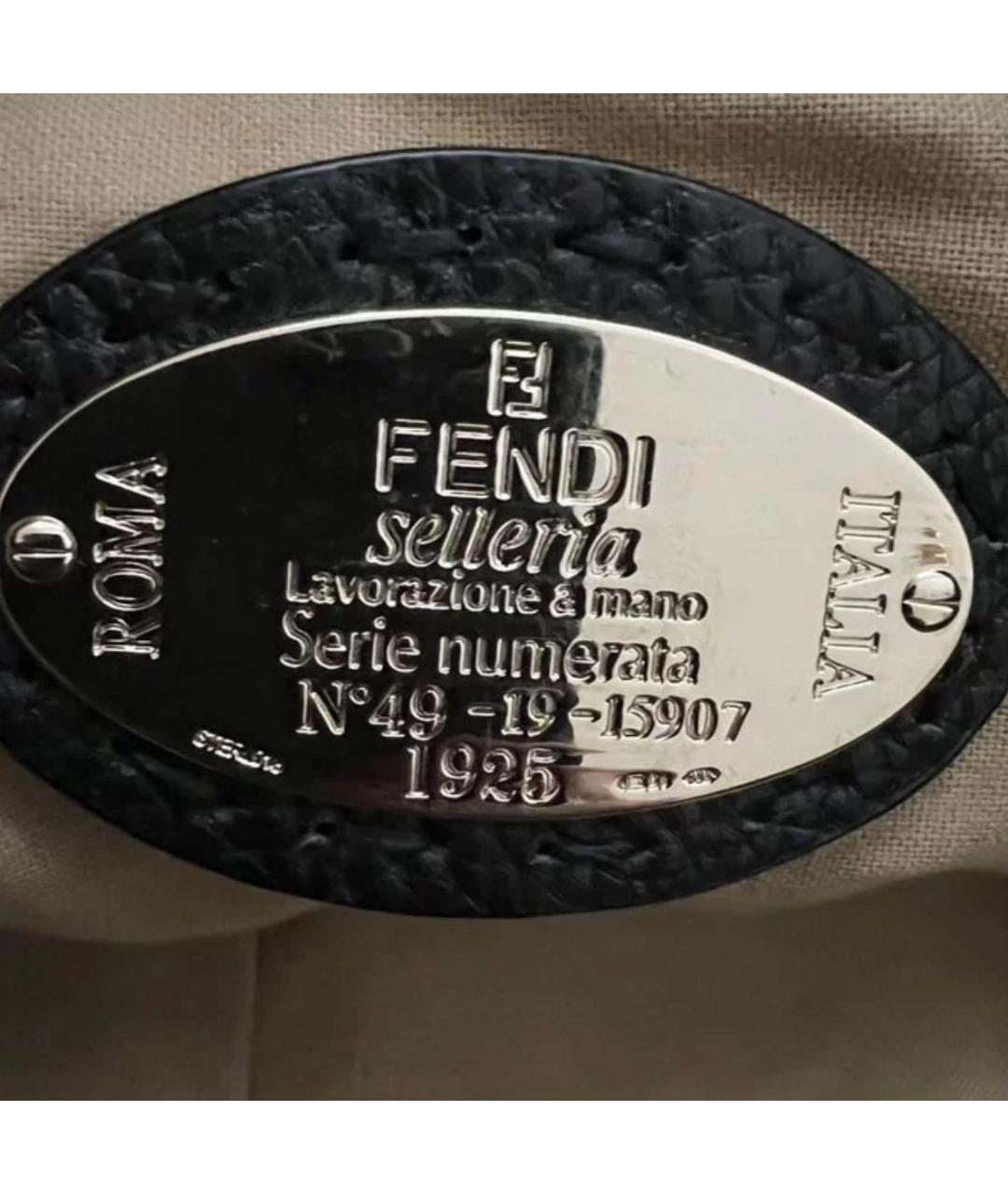 FENDI Черная кожаная сумка тоут, фото 3