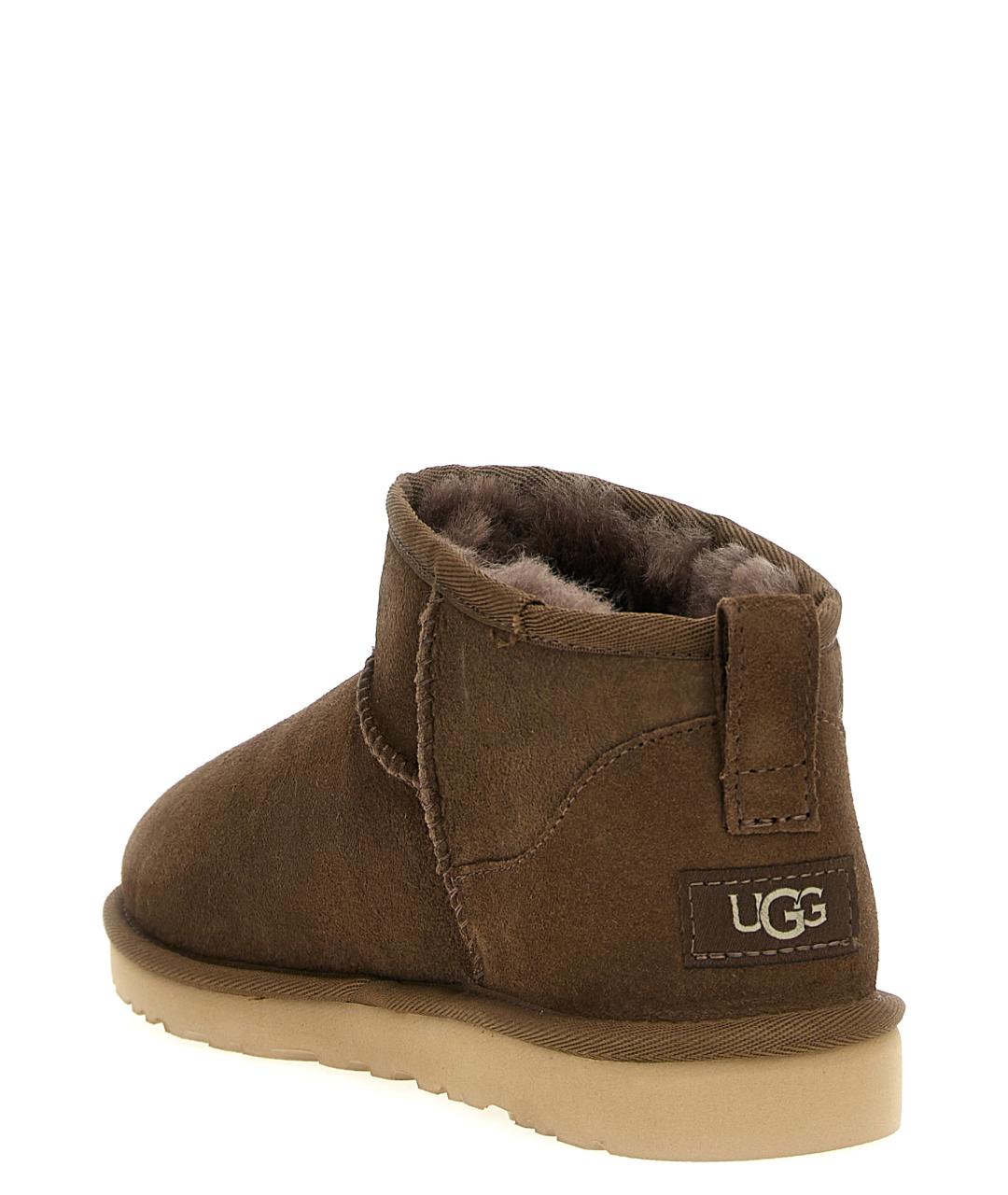 UGG AUSTRALIA Коричневые кожаные низкие ботинки, фото 4