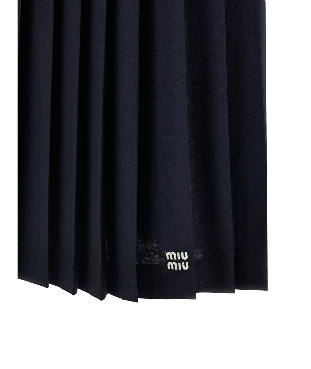 MIU MIU Синяя шерстяная юбка миди, фото 4