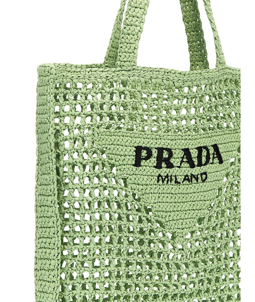 PRADA Зеленая хлопковая сумка тоут, фото 3