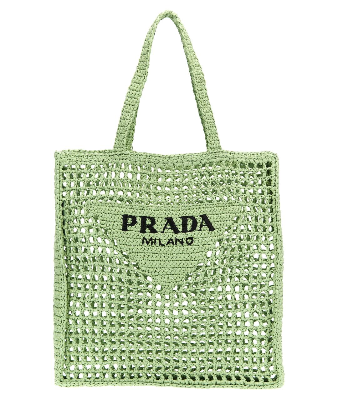 PRADA Зеленая хлопковая сумка тоут, фото 1