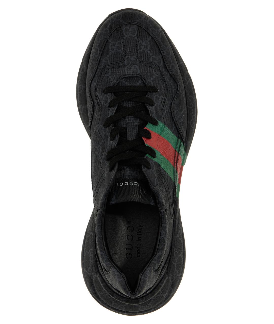GUCCI Черные кожаные низкие кроссовки / кеды, фото 4