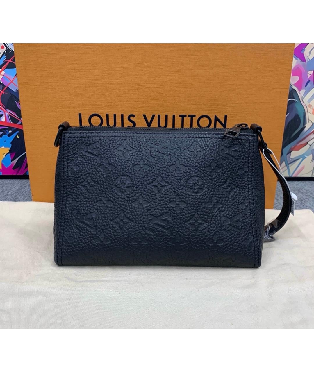 LOUIS VUITTON Черная кожаная сумка на плечо, фото 3