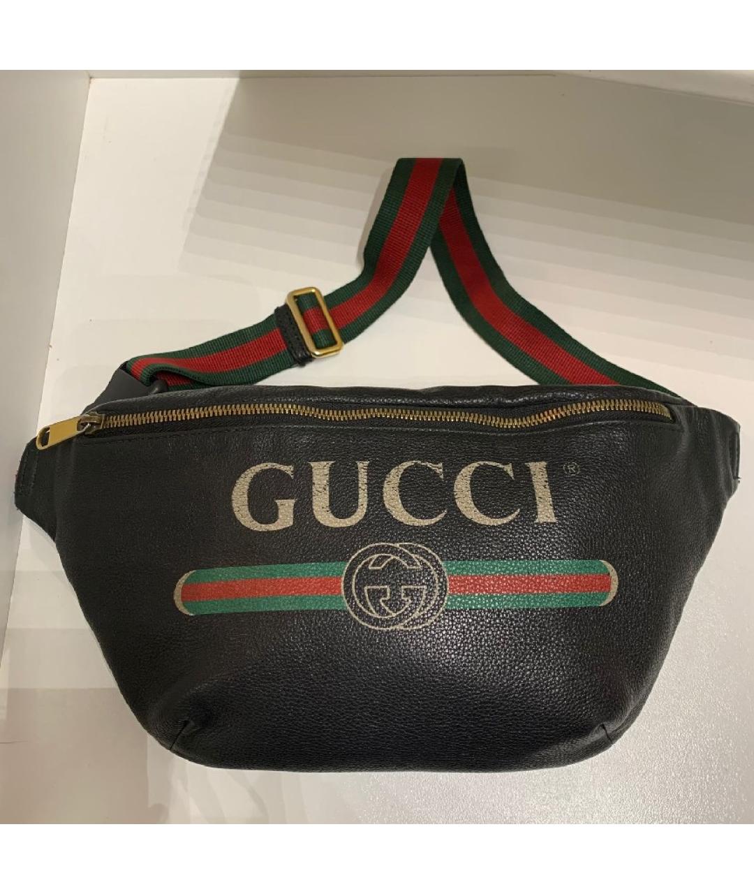 GUCCI Черная кожаная поясная сумка, фото 9