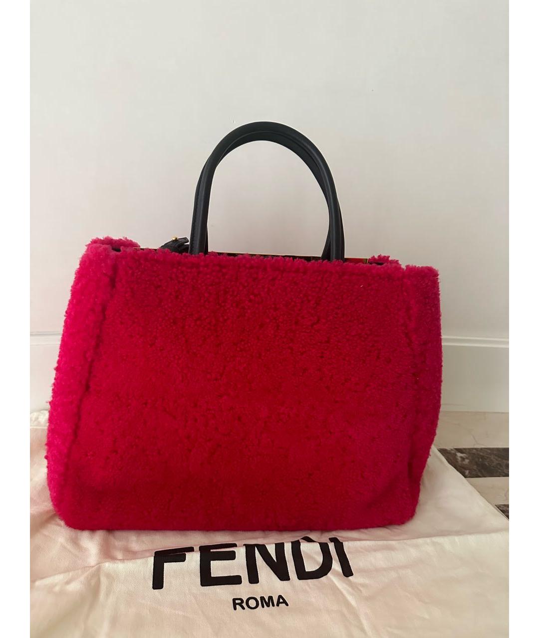 FENDI Розовая меховая сумка тоут, фото 3