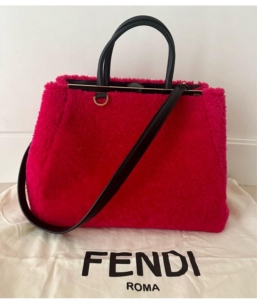 FENDI Розовая меховая сумка тоут, фото 6