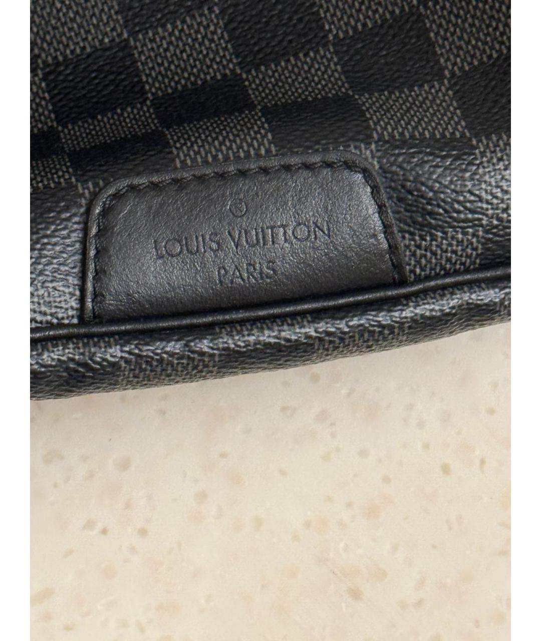 LOUIS VUITTON Антрацитовая кожаная поясная сумка, фото 2