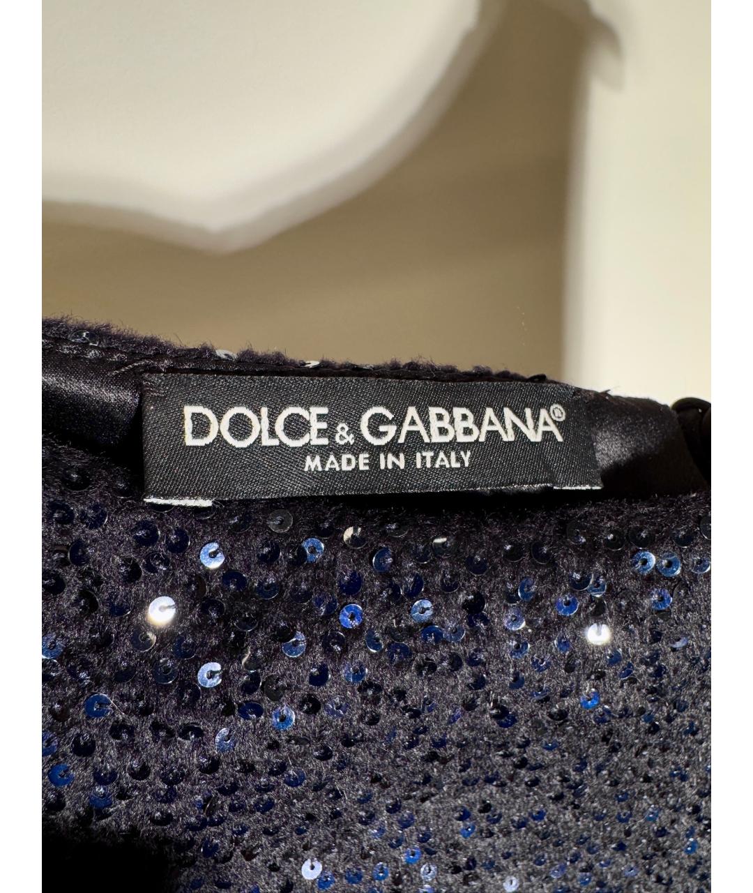 DOLCE&GABBANA Темно-синее шелковое коктейльное платье, фото 8