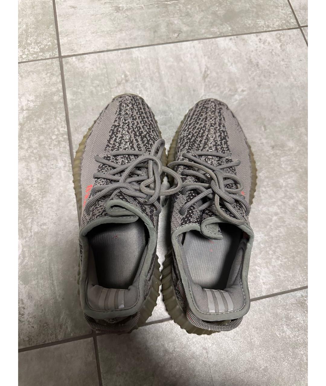 ADIDAS YEEZY Серые текстильные низкие кроссовки / кеды, фото 3