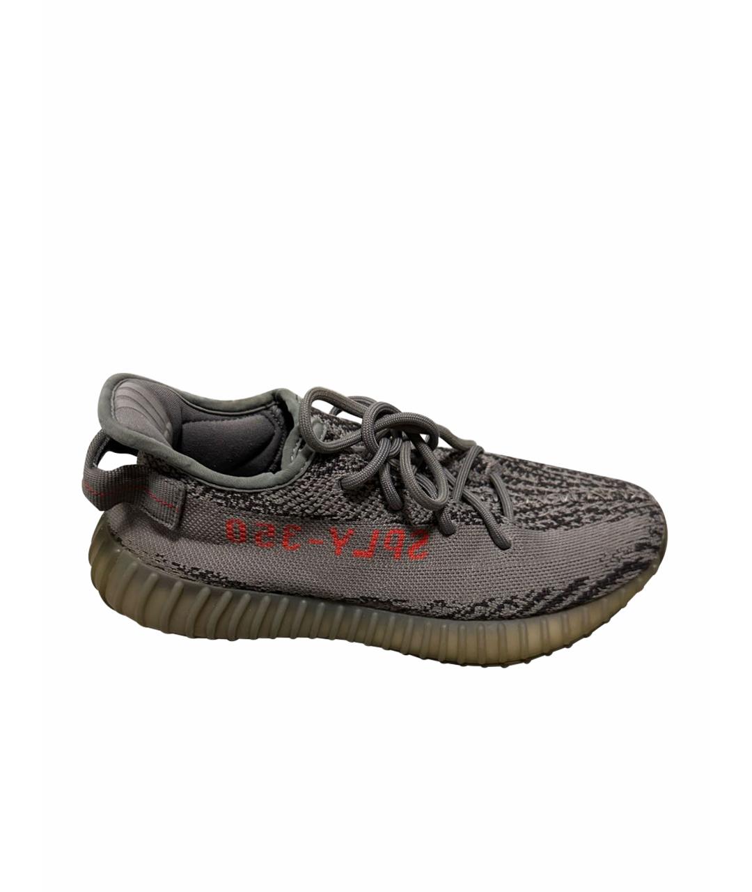 ADIDAS YEEZY Серые текстильные низкие кроссовки / кеды, фото 1