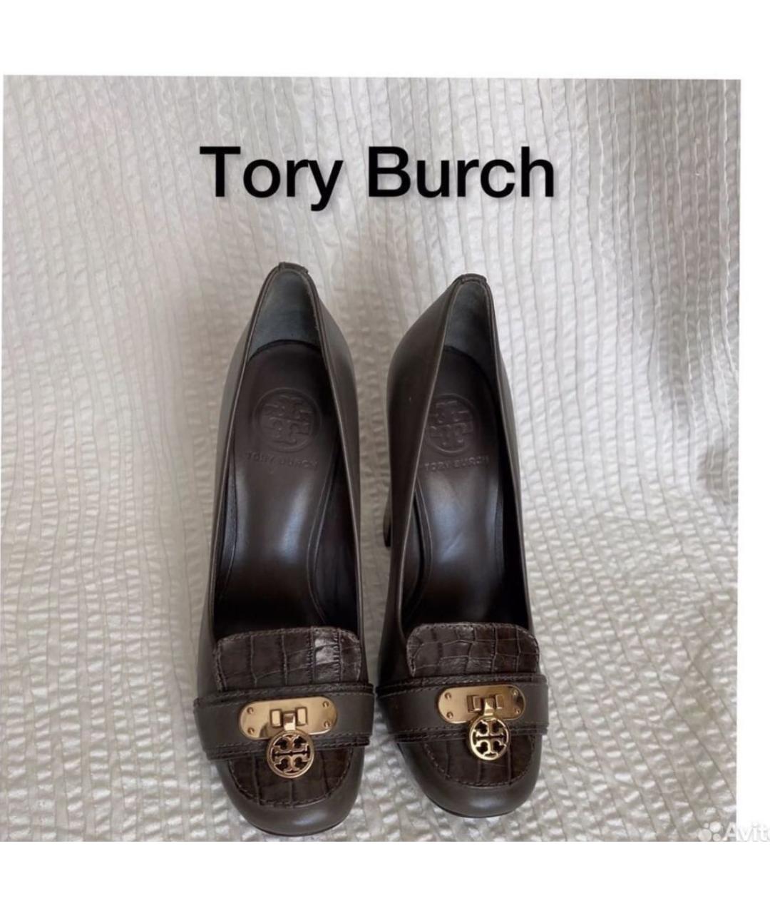 TORY BURCH Зеленые кожаные туфли, фото 5