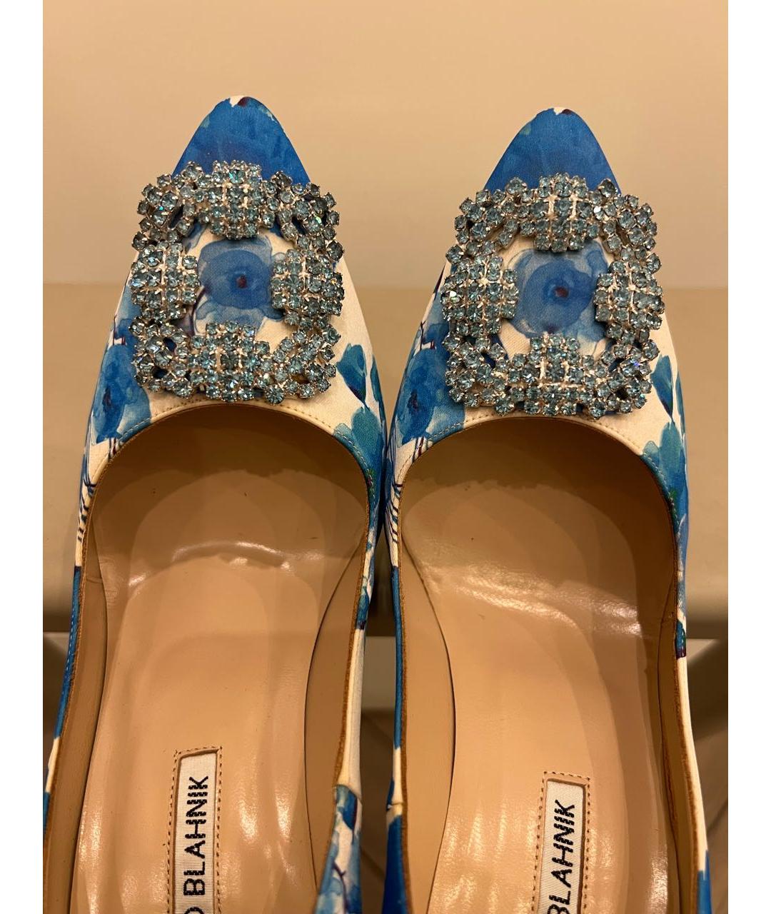 MANOLO BLAHNIK Голубые текстильные туфли, фото 3