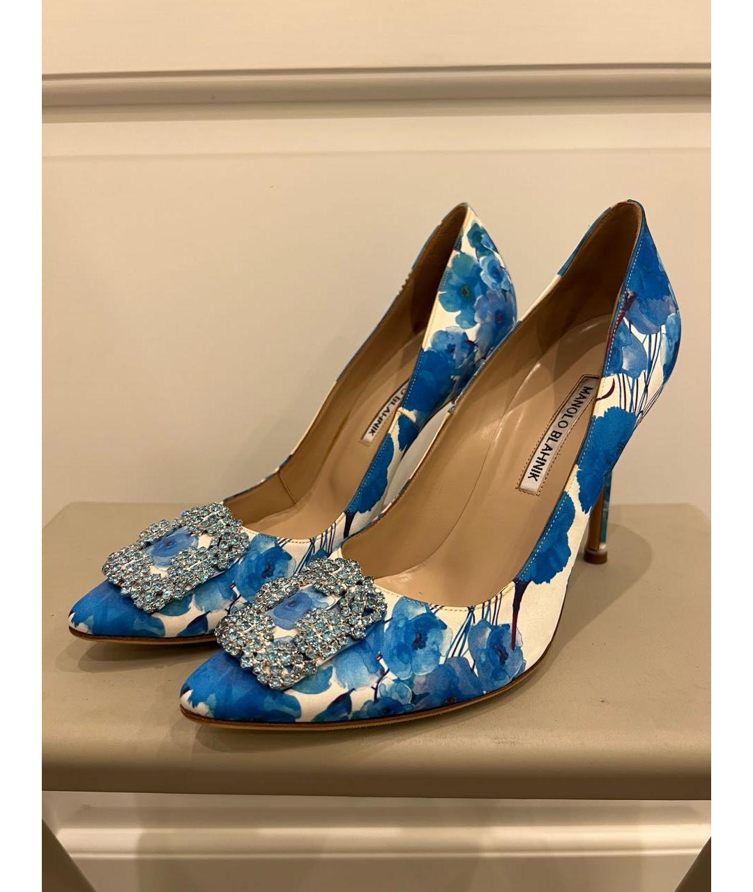 MANOLO BLAHNIK Голубые текстильные туфли, фото 2