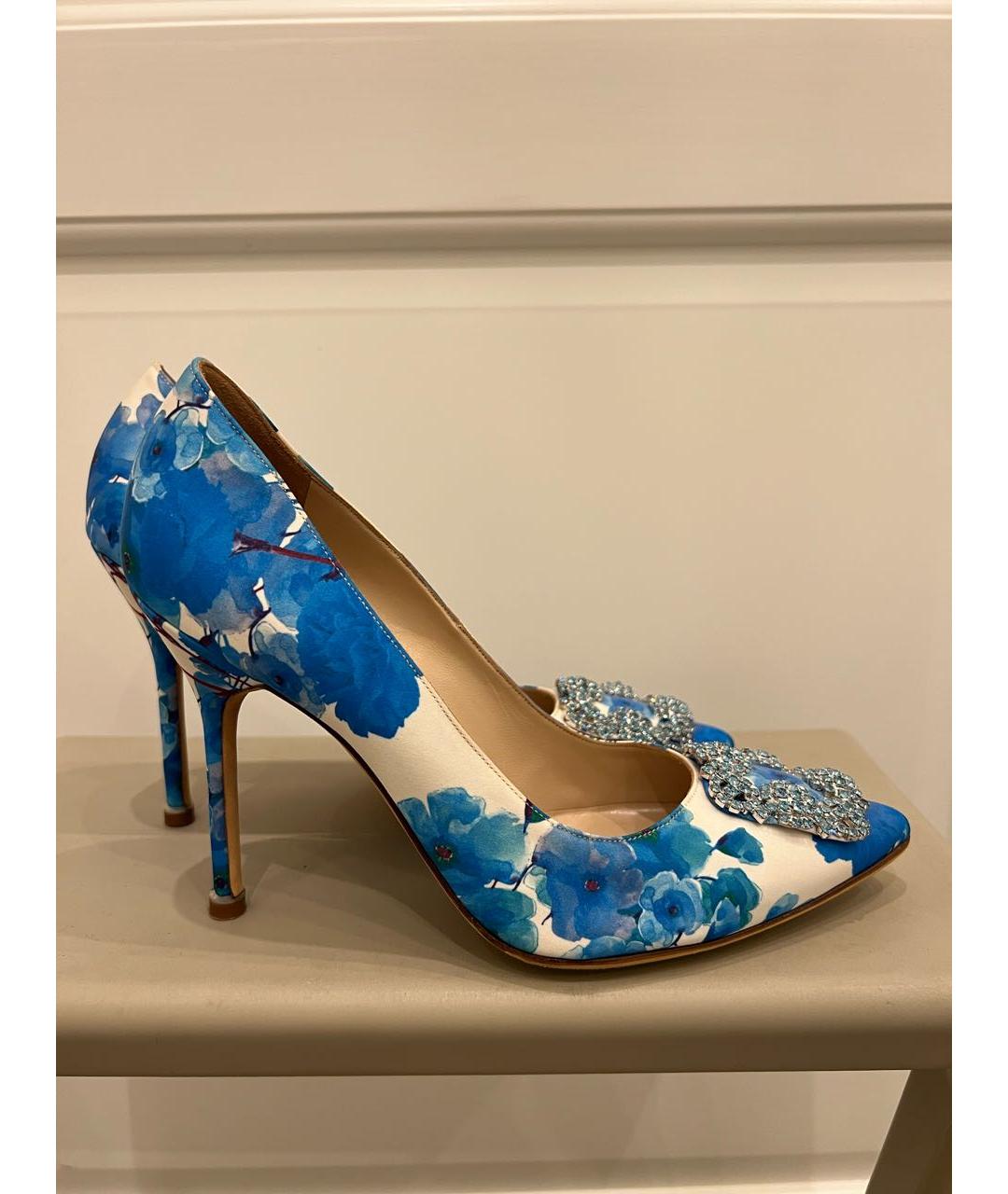 MANOLO BLAHNIK Голубые текстильные туфли, фото 5