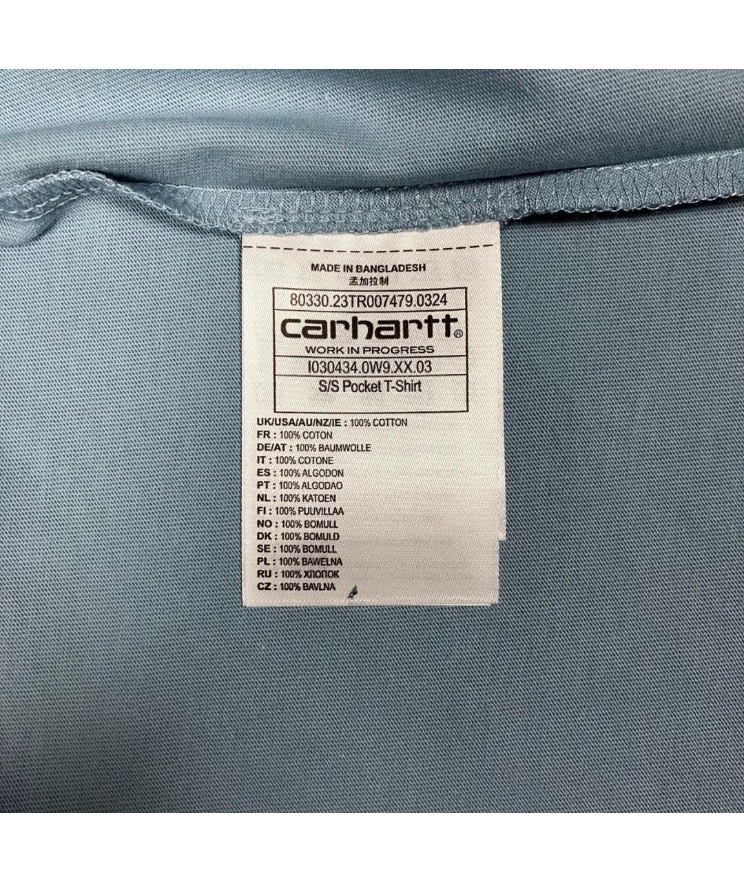 CARHARTT WIP Голубая хлопковая футболка, фото 3