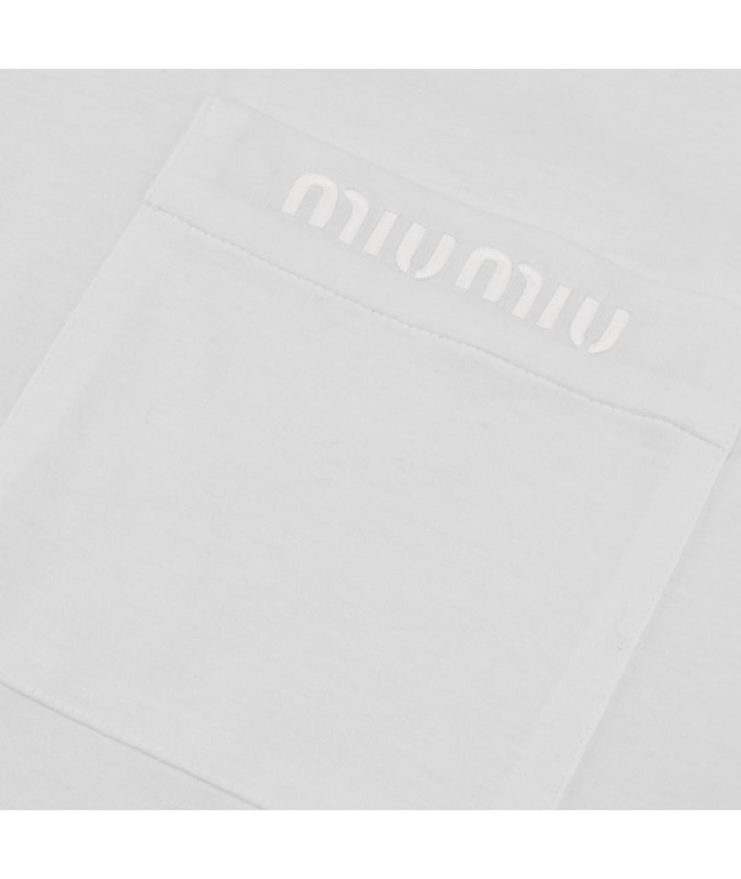MIU MIU Белая хлопковая футболка, фото 4