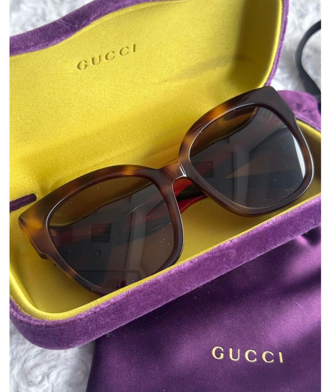 GUCCI Коричневые пластиковые солнцезащитные очки, фото 2