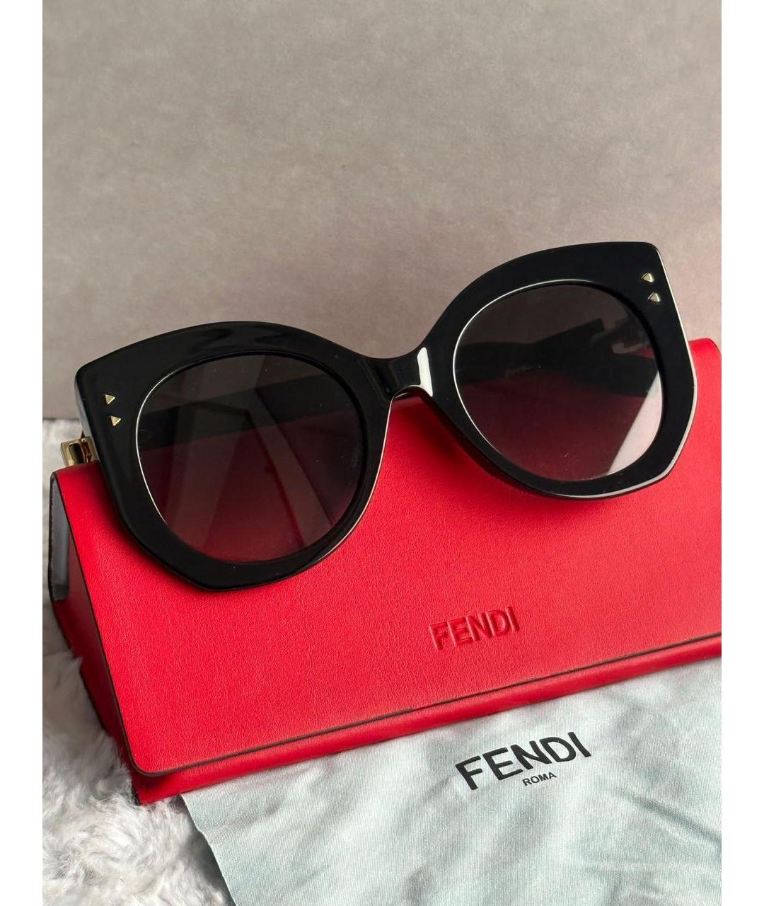 FENDI Черные пластиковые солнцезащитные очки, фото 9