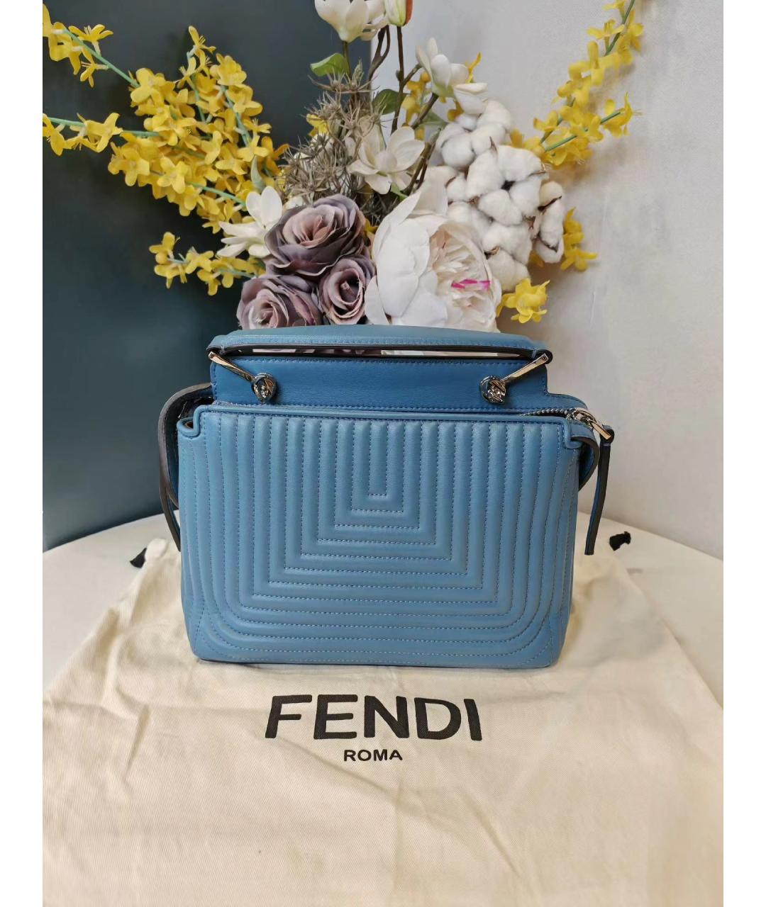 FENDI Голубая кожаная сумка тоут, фото 3