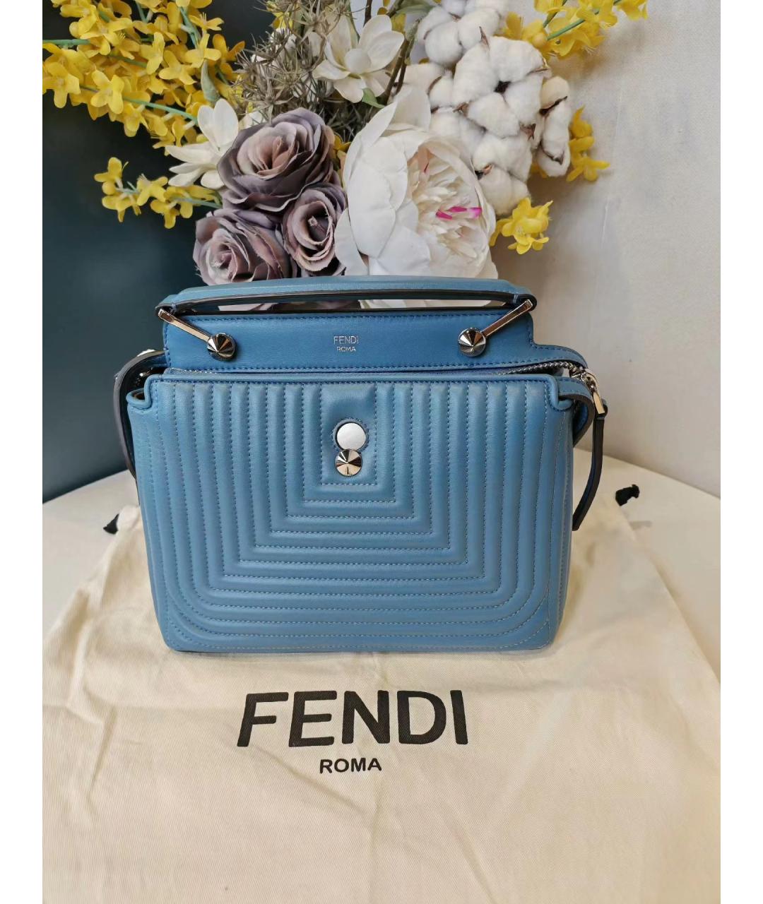 FENDI Голубая кожаная сумка тоут, фото 10