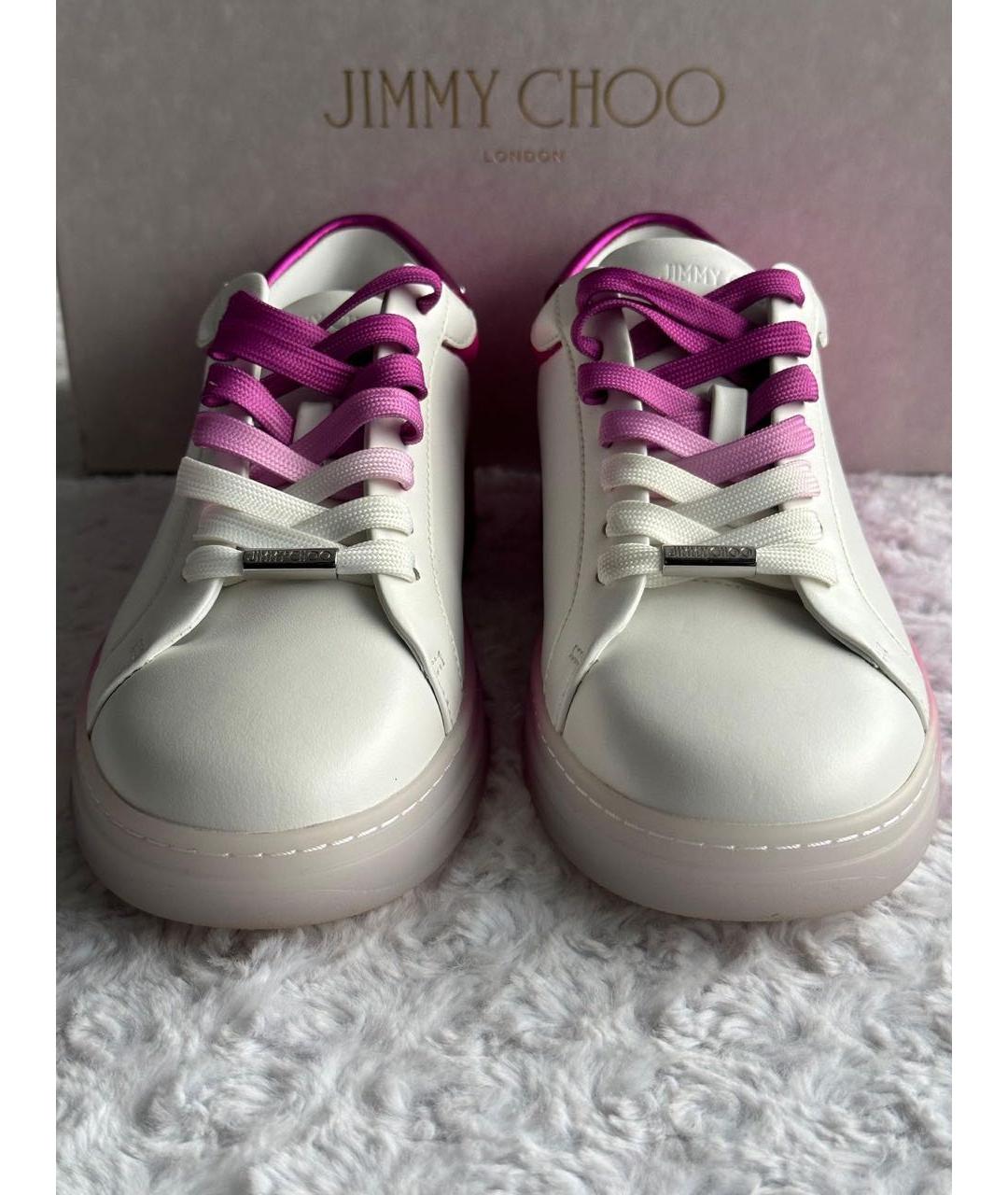 JIMMY CHOO Белые кожаные кеды, фото 4