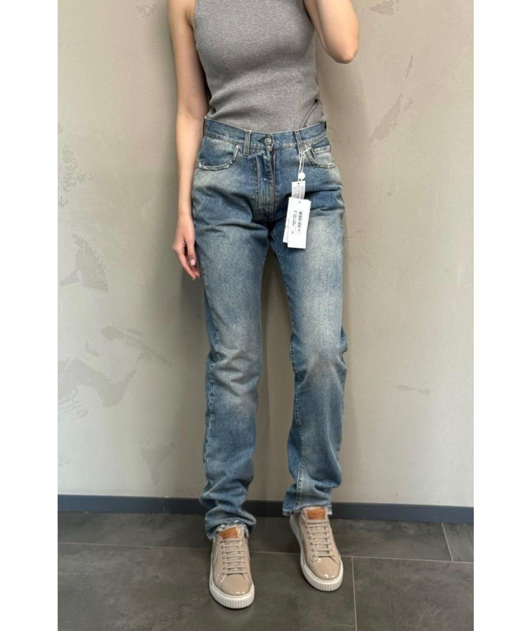 MAISON MARGIELA Синие хлопковые прямые джинсы, фото 8