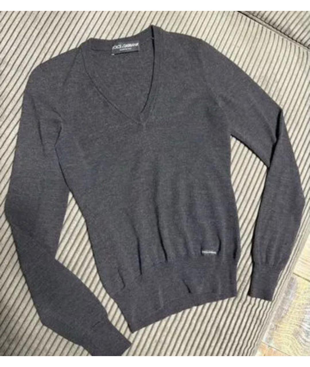 DOLCE&GABBANA Антрацитовый шерстяной джемпер / свитер, фото 3