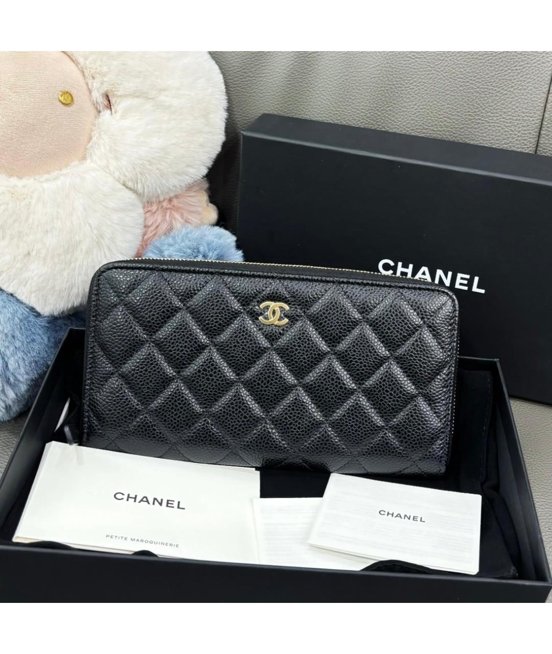 CHANEL Черный кожаный кошелек, фото 8