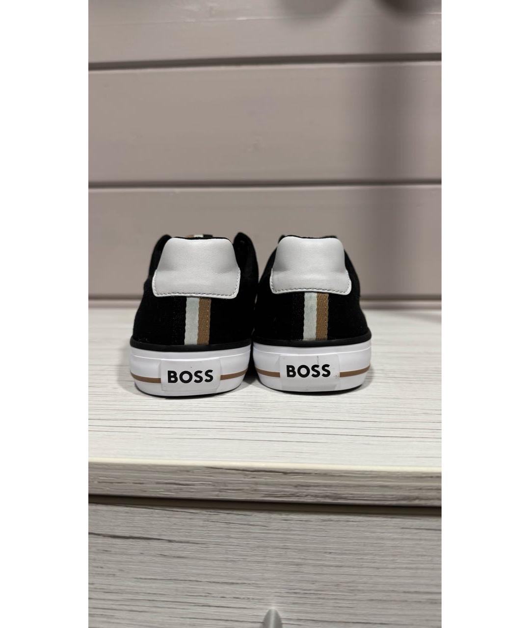 HUGO BOSS Черные текстильные низкие кроссовки / кеды, фото 4