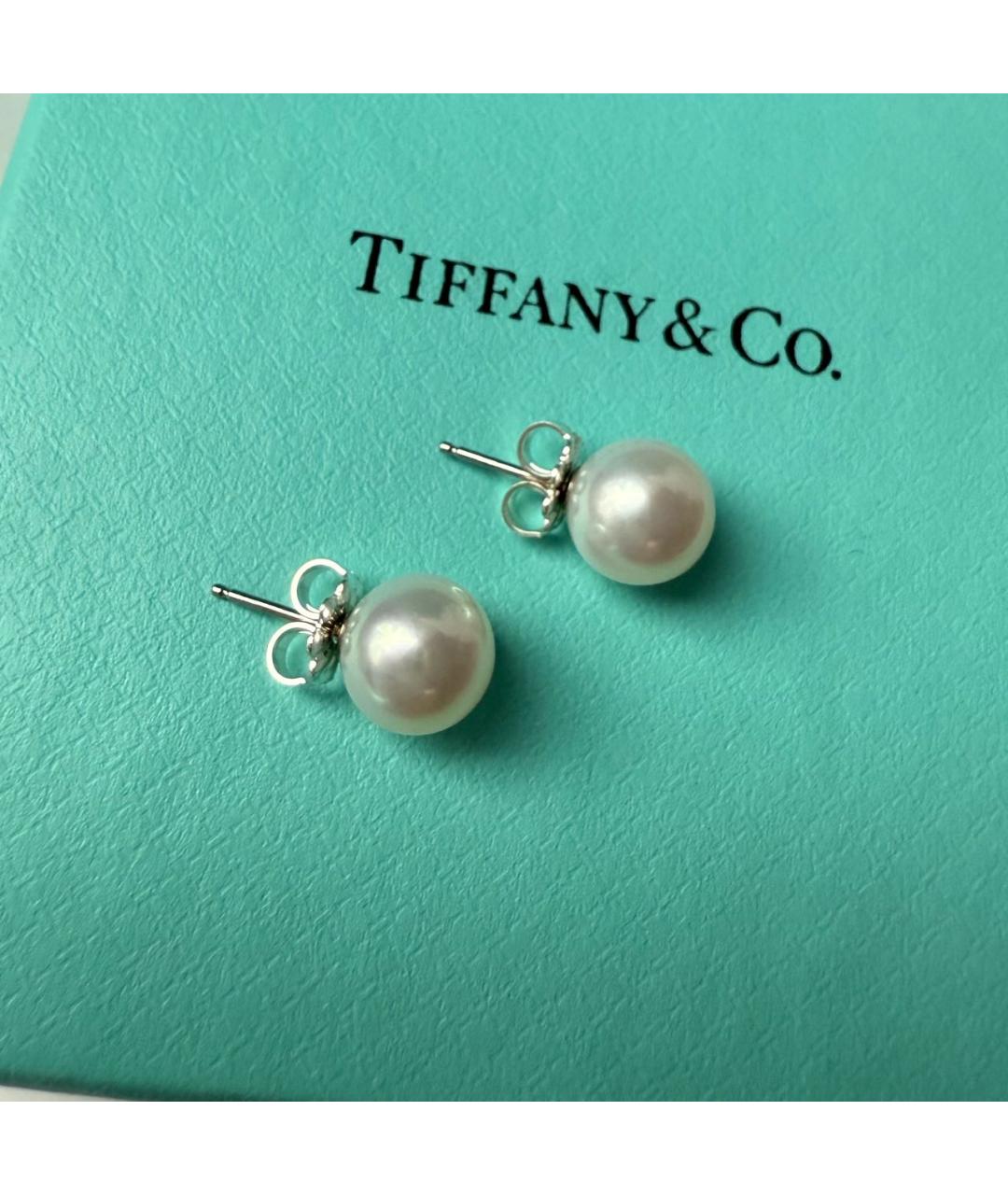 TIFFANY&CO Белые серебряные серьги, фото 3