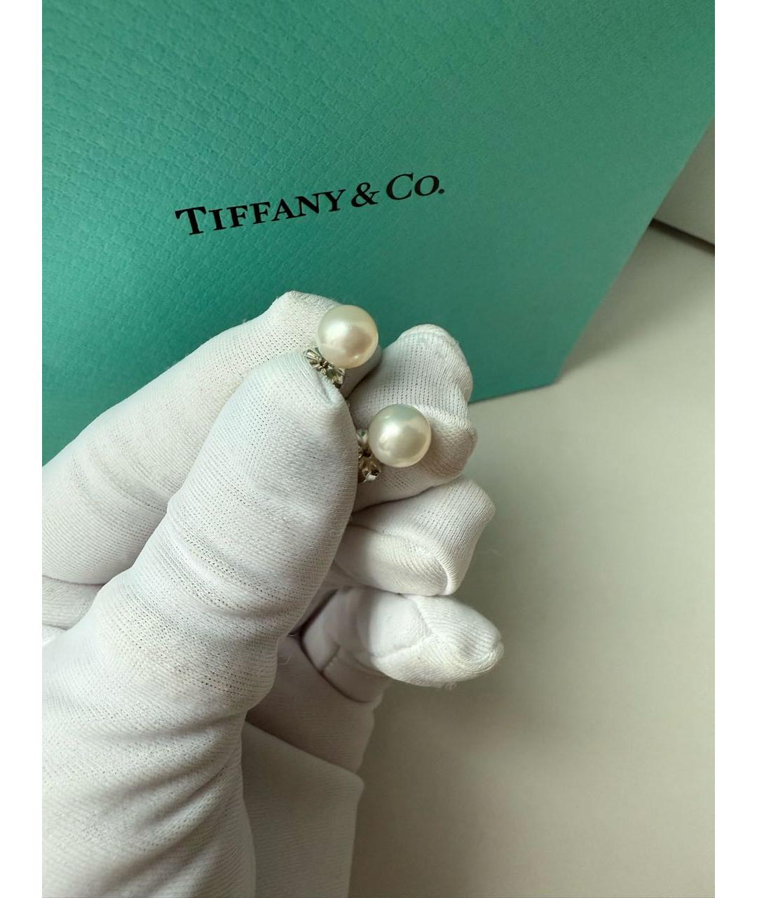 TIFFANY&CO Белые серебряные серьги, фото 4