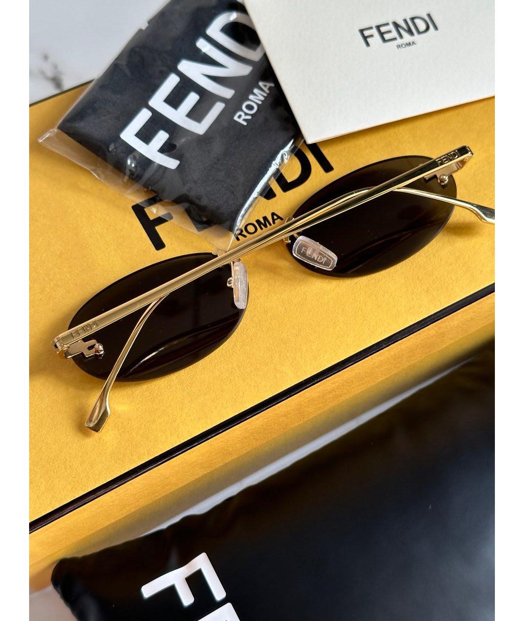 FENDI Черные металлические солнцезащитные очки, фото 4