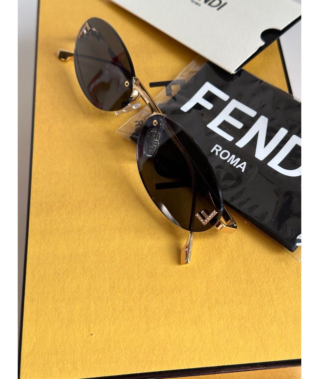 FENDI Черные металлические солнцезащитные очки, фото 2