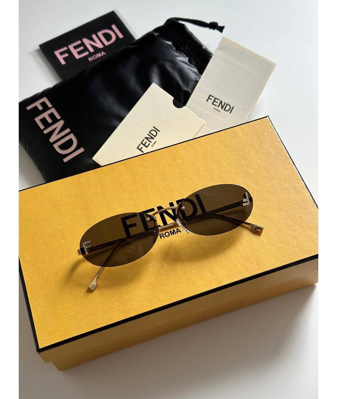 FENDI Черные металлические солнцезащитные очки, фото 3