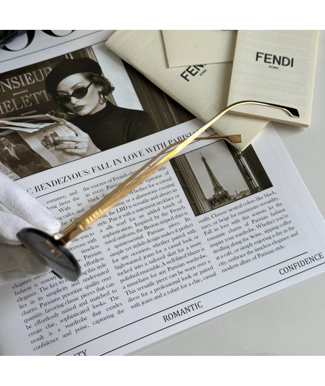 FENDI Черные металлические солнцезащитные очки, фото 6