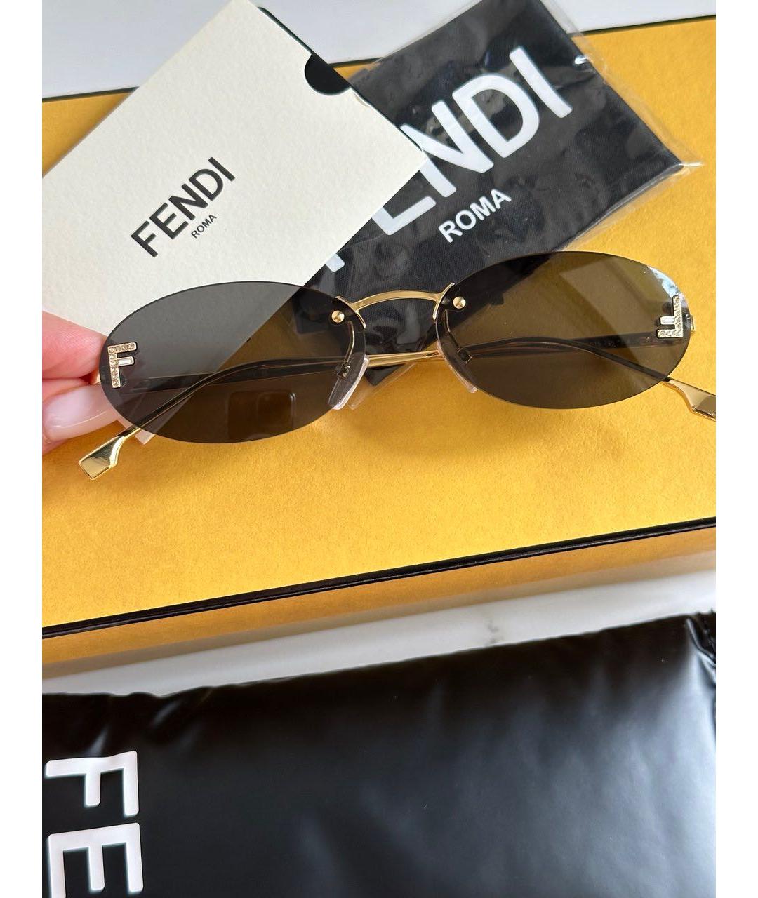 FENDI Черные металлические солнцезащитные очки, фото 4